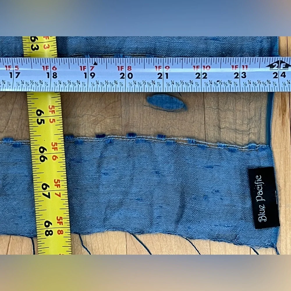 🪺New HAND WOVEN SILK PANEL SCARF/SHAWL-by BLUE PACIFIC | Vintage Denim Blue - Picture 6 of 17